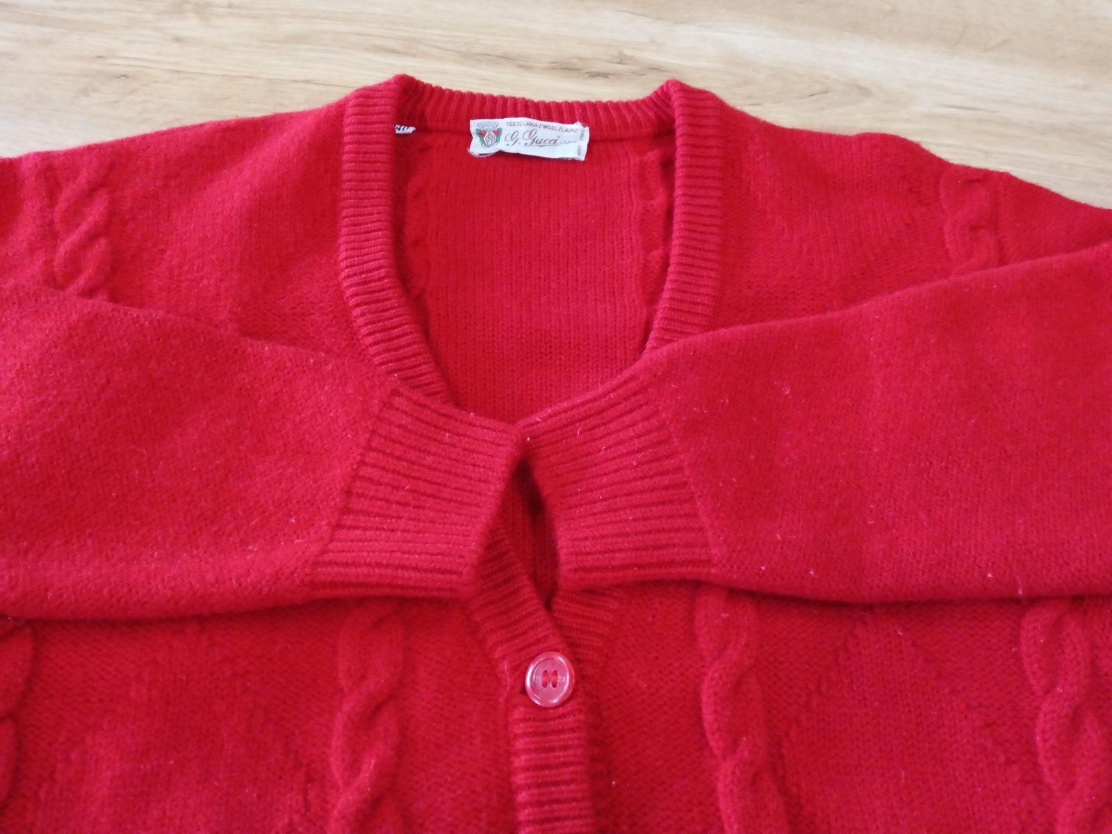 ピ140 GUCCI グッチ ウール100％ カーディガン size40 赤 イタリア製 GINKGOPHARMACY_COM