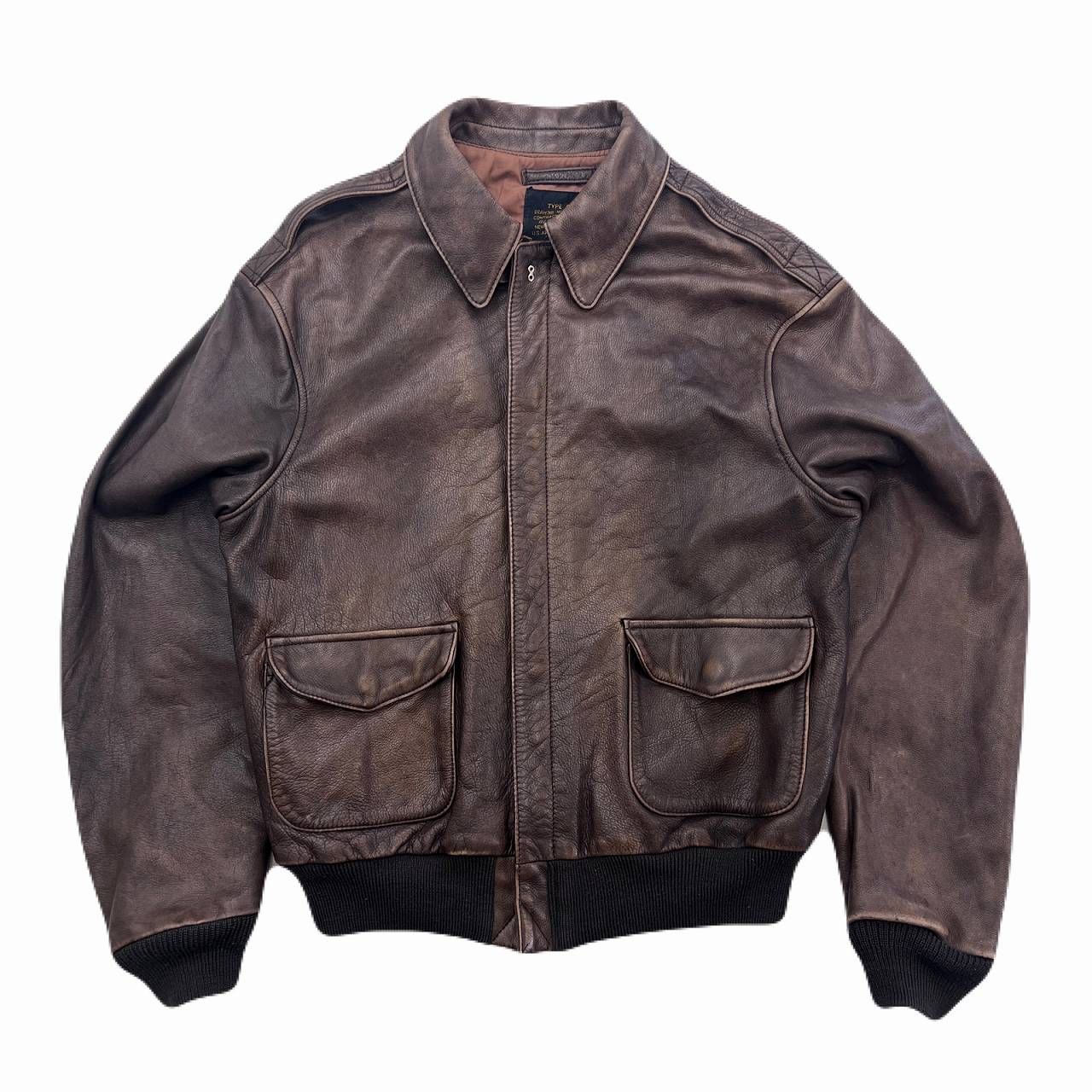 アヴィレックス A 2 レザー フライトジャケット ブラウン 細身 90 s ビンテージ メンズ