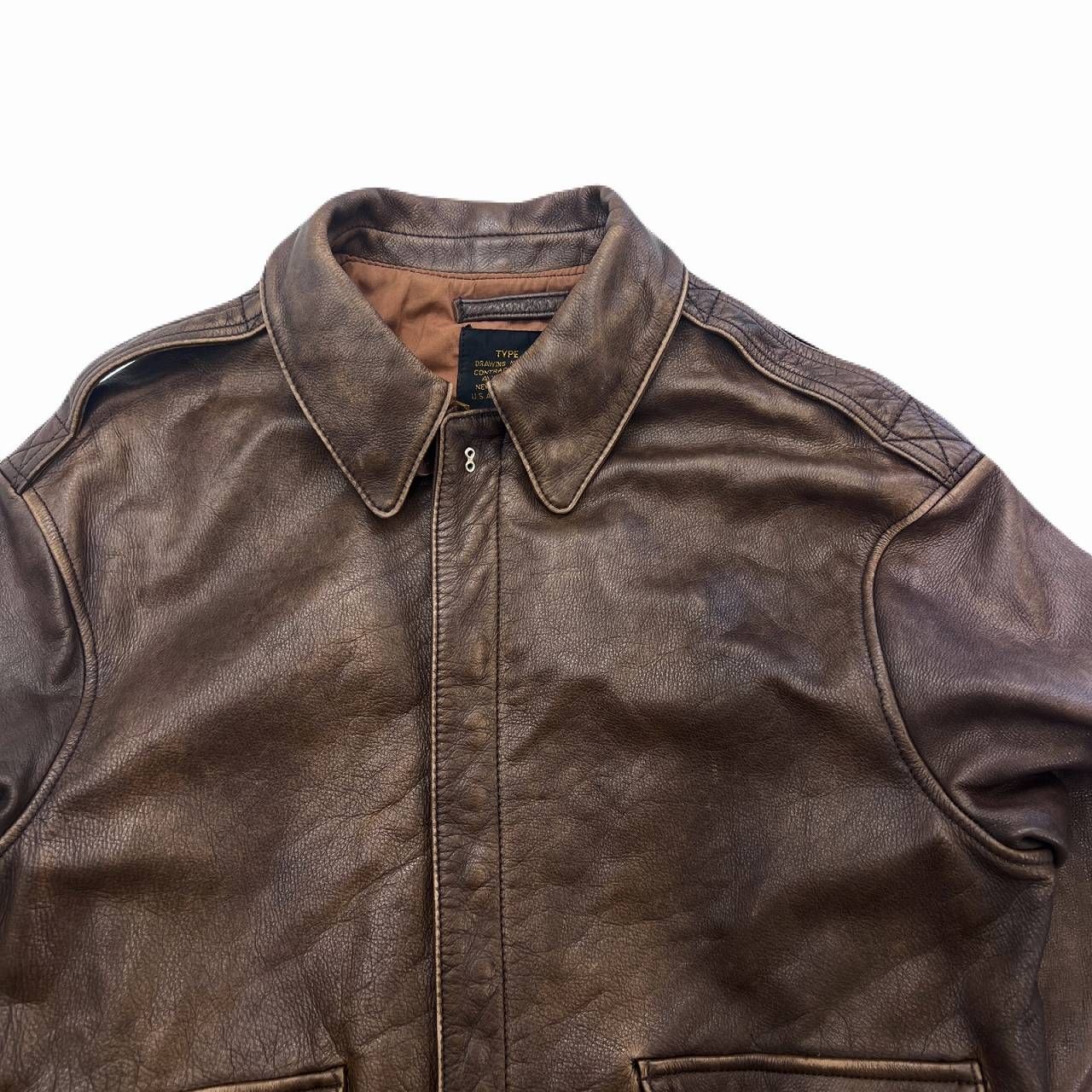 アヴィレックス A-2 レザー フライトジャケット ブラウン 細身 90s ビンテージ メンズ 40サイズ