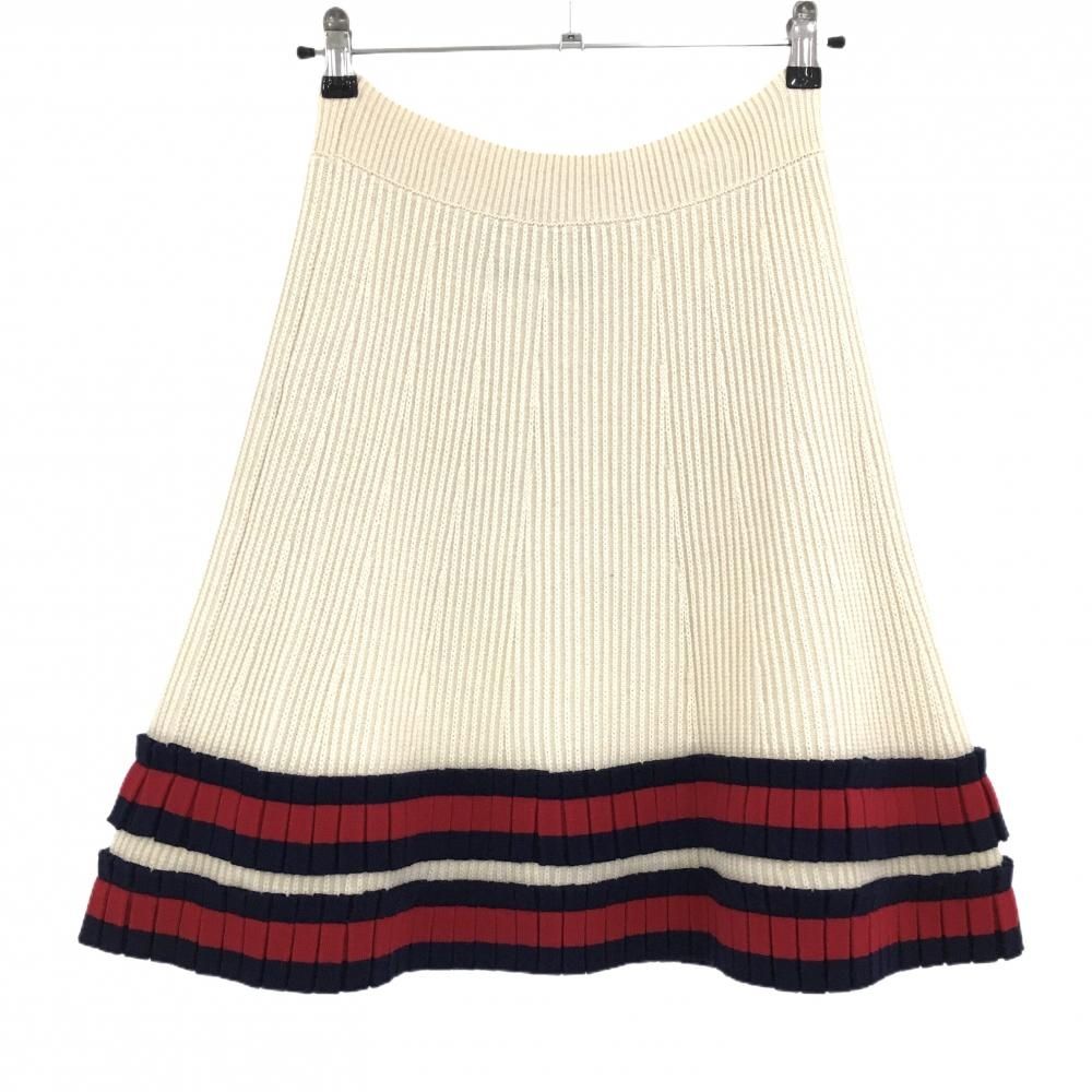 超 GUCCI グッチ ニットスカート アイボリー×ネイビー×レッド レディース M ブランド1