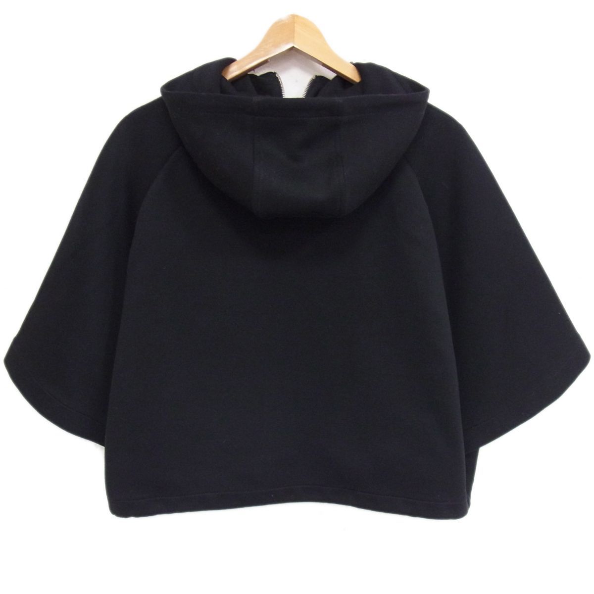 定価28万 PRADA 20aw 重ね着風 フーディ ケープ スウェットパーカー ショート丈 トライアングルステッチ プラダ イタリア製