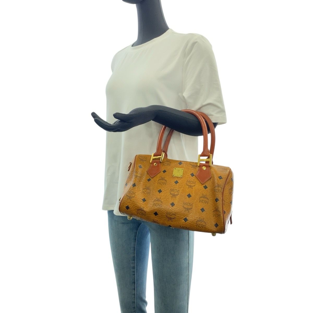 美品 MCM エム シー エム ヴィセトス ブラウン ゴールド金具 L7932 
