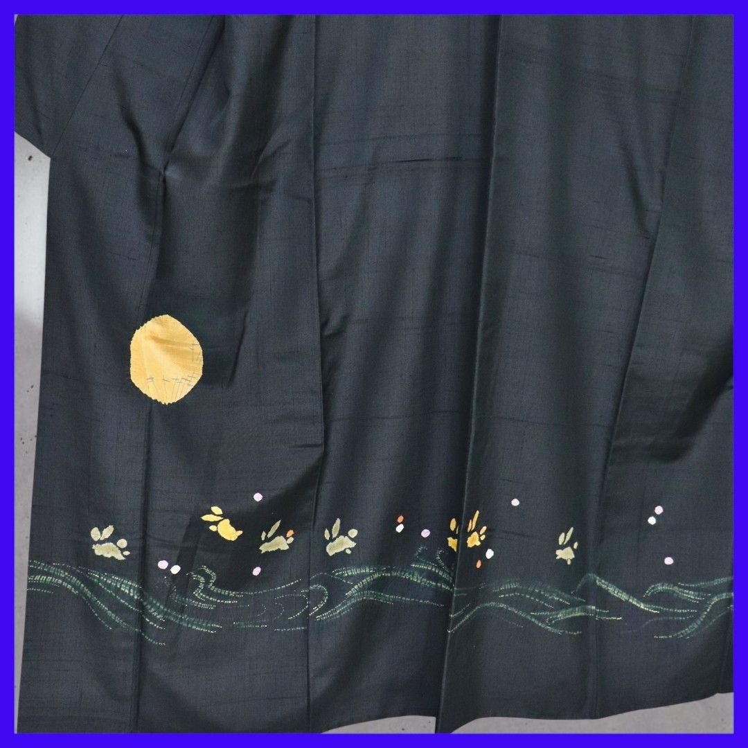 付下げ 満月に波うさぎ