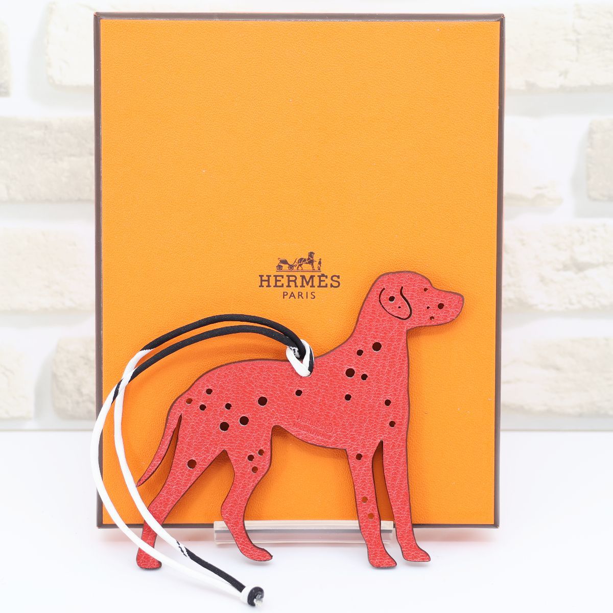 HERMES エルメス petit h プティ アッシュ チャーム 犬 ダルメシアン 紐･