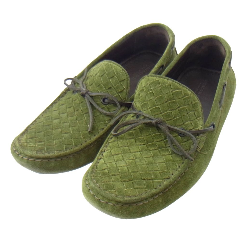BOTTEGAVENETA ボッテガヴェネタ イントレチャート モカシン ドライビング シューズ モスグリーン系 41.5