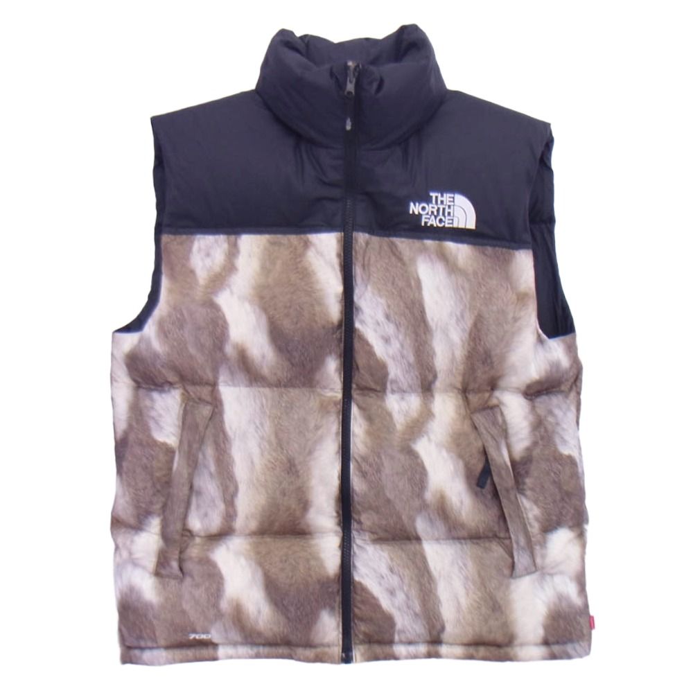 Supreme シュプリーム 13AW ND01341 × THE NORTH FACE ザノースフェイス Fur Print Nuptse Vest ダウンベスト ライトブラウン系 ブラック系 M
