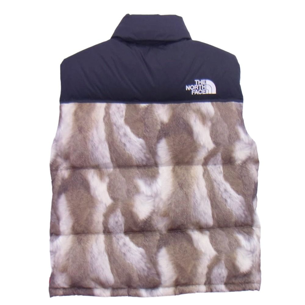 Supreme シュプリーム 13AW ND01341 × THE NORTH FACE ザノースフェイス Fur Print Nuptse Vest ダウンベスト ライトブラウン系 ブラック系 M