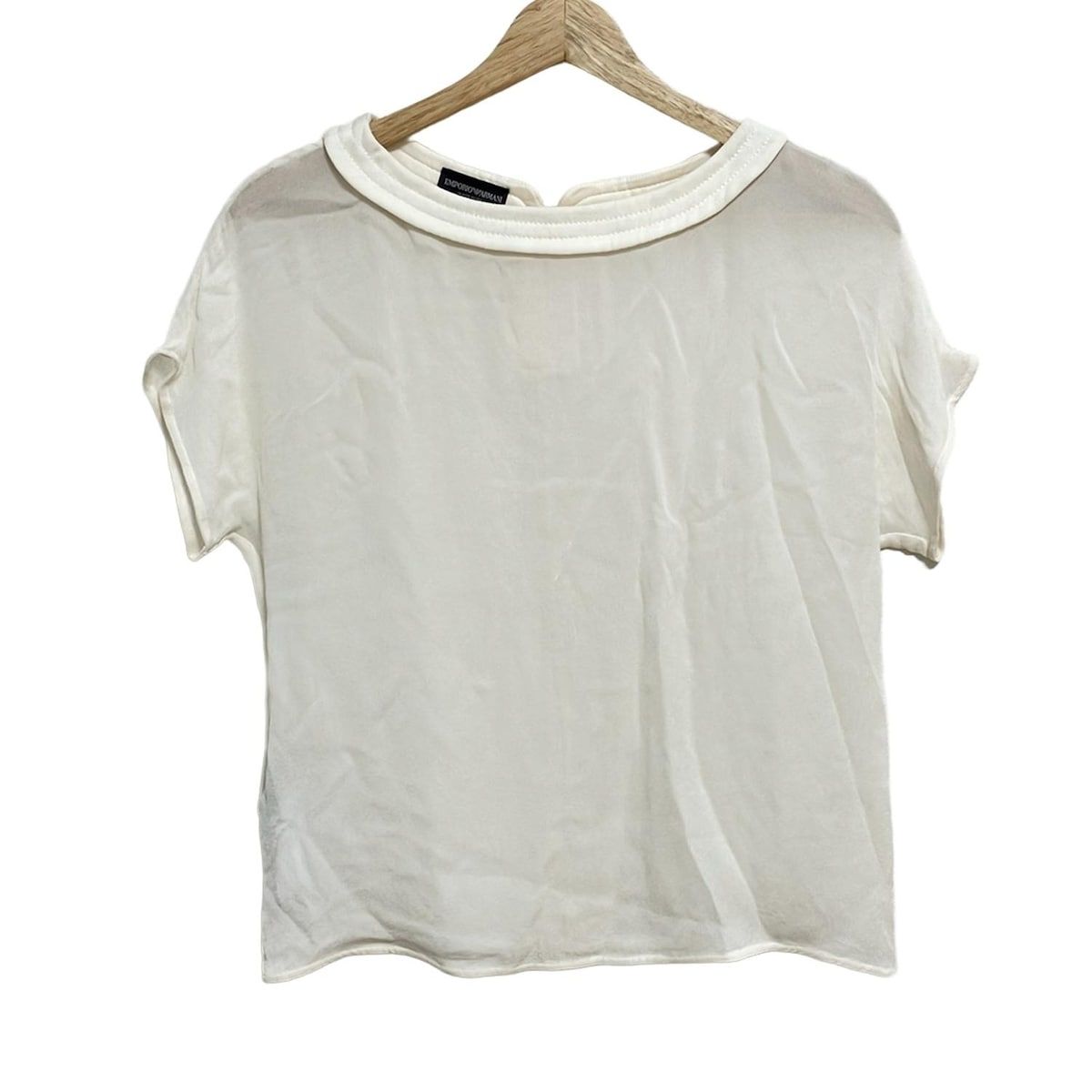 EMPORIOARMANI エンポリオアルマーニ 半袖カットソー サイズ38 S レディース - アイボリー シルク シースルー
