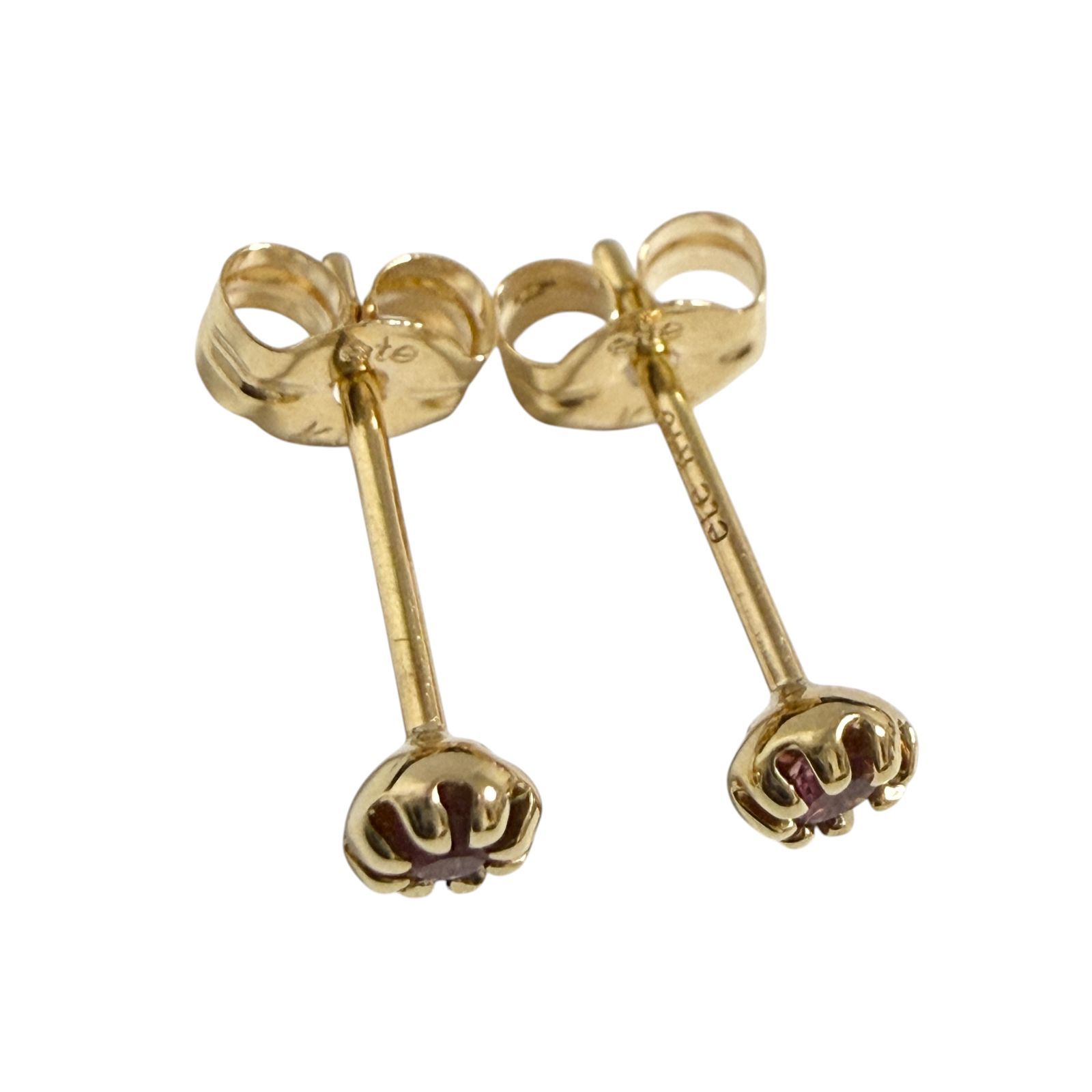 エテ レディース フルール スタッド ピアス K18 イエローゴールド 色石