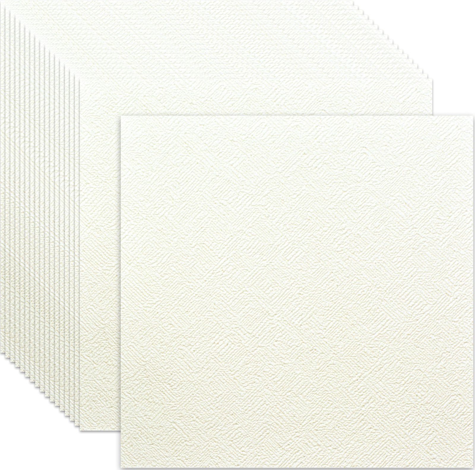 アサヒペン 壁紙シール 天井用パネルカベ紙 幅30cm×長さ0.3m 18枚入り TP-22 白 壁紙の上から貼れる 厚手 透けない 正方形パネル 上向き作業がしやすい 扱いやすい 貼り継ぎ簡単 壁面にも可 粘着タイプ シックハウス対策品