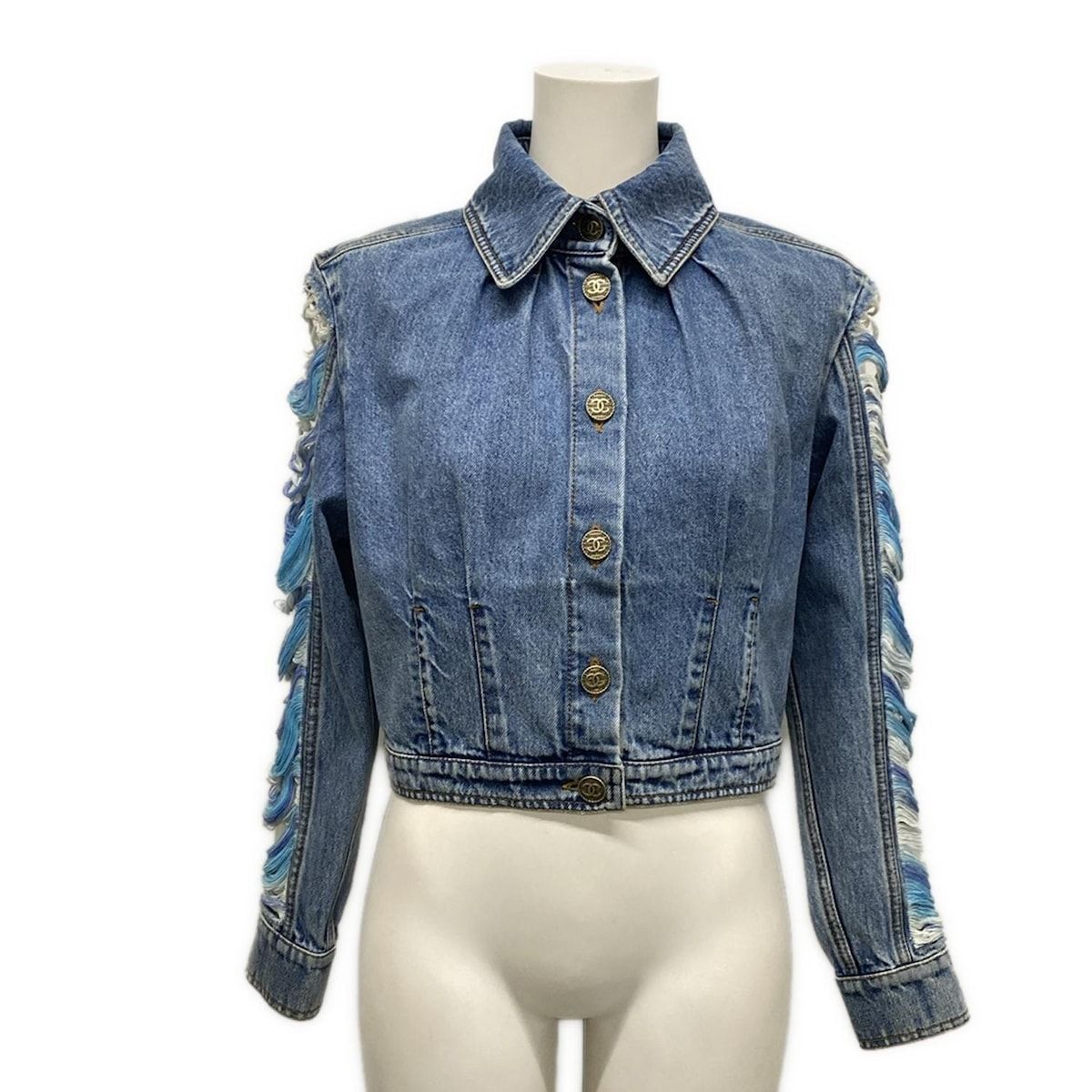 CHANEL シャネル Gジャン サイズ34 S レディース - P60397 ライトブルー 長袖 ダメージ加工 春 秋 2019年 コットン