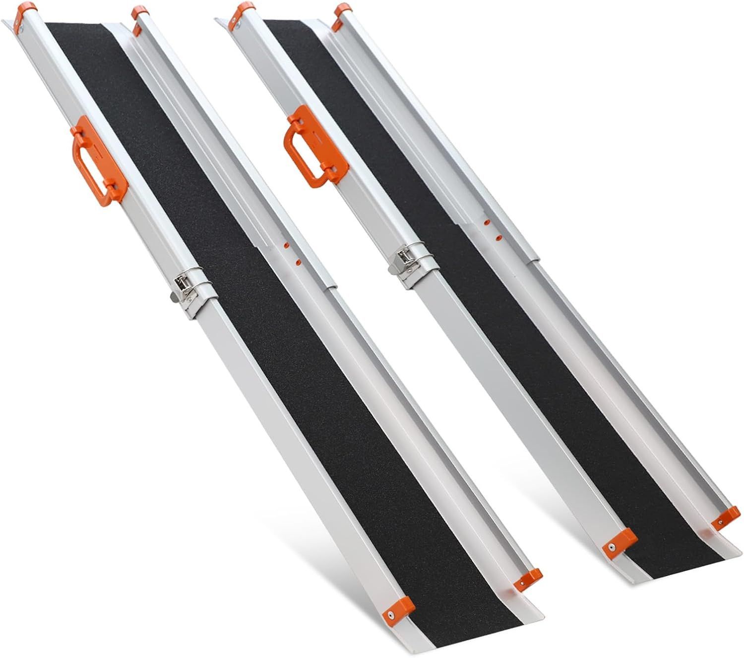 Ruedamann スロープ 車椅子 長さ 92.5-153cm 無段階長さ調整 アルミスロープ 耐荷重300kg 伸縮式 段差解消 滑り止め 室内外用 2本セット