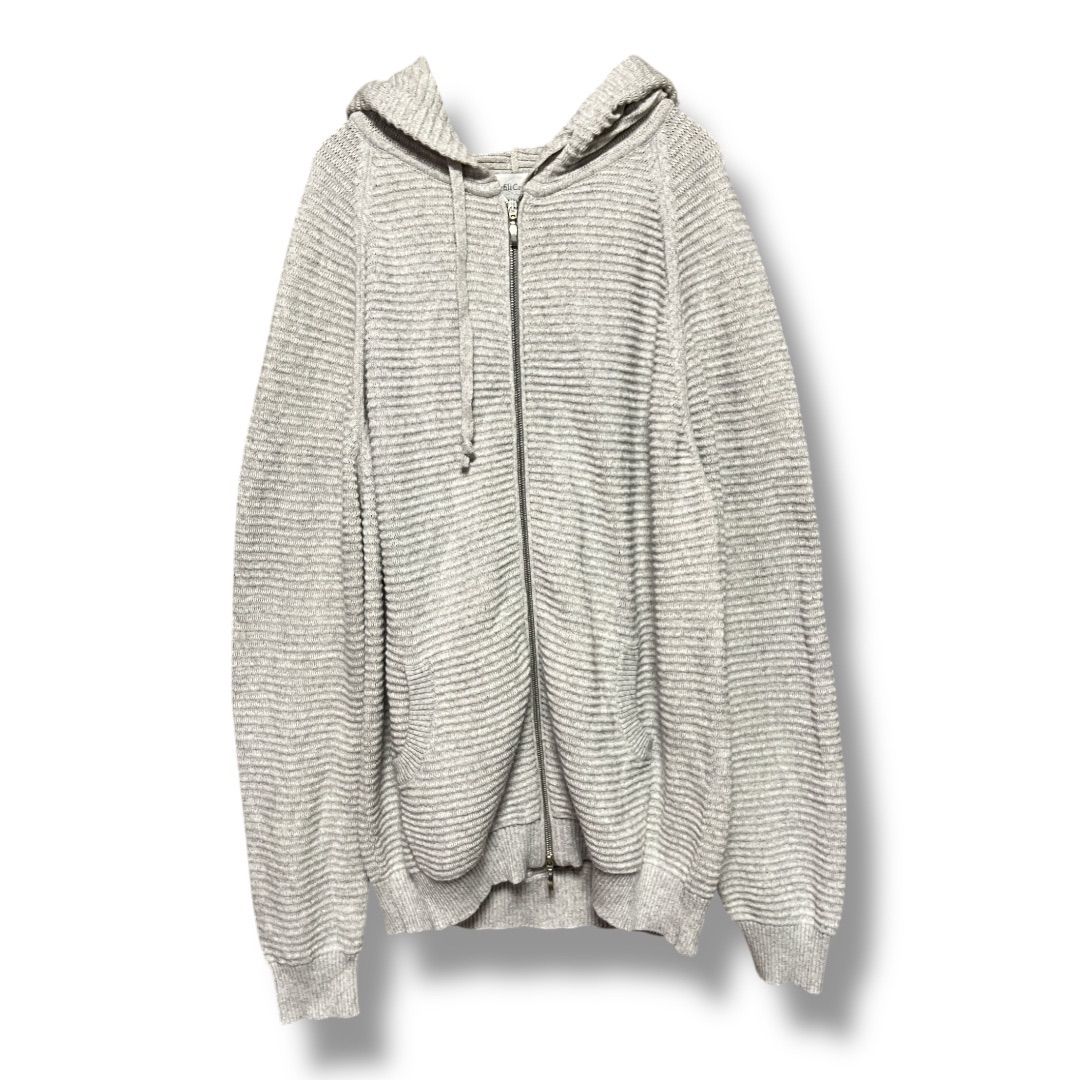 Settefili Cashmere セッテフィーリカシミア コットン カシミア シルク ジップアップニットパーカー 長袖 羽織り イタリア製 紳士 メンズ サイズ48 ライトグレー 秋 39 No K 840 Y