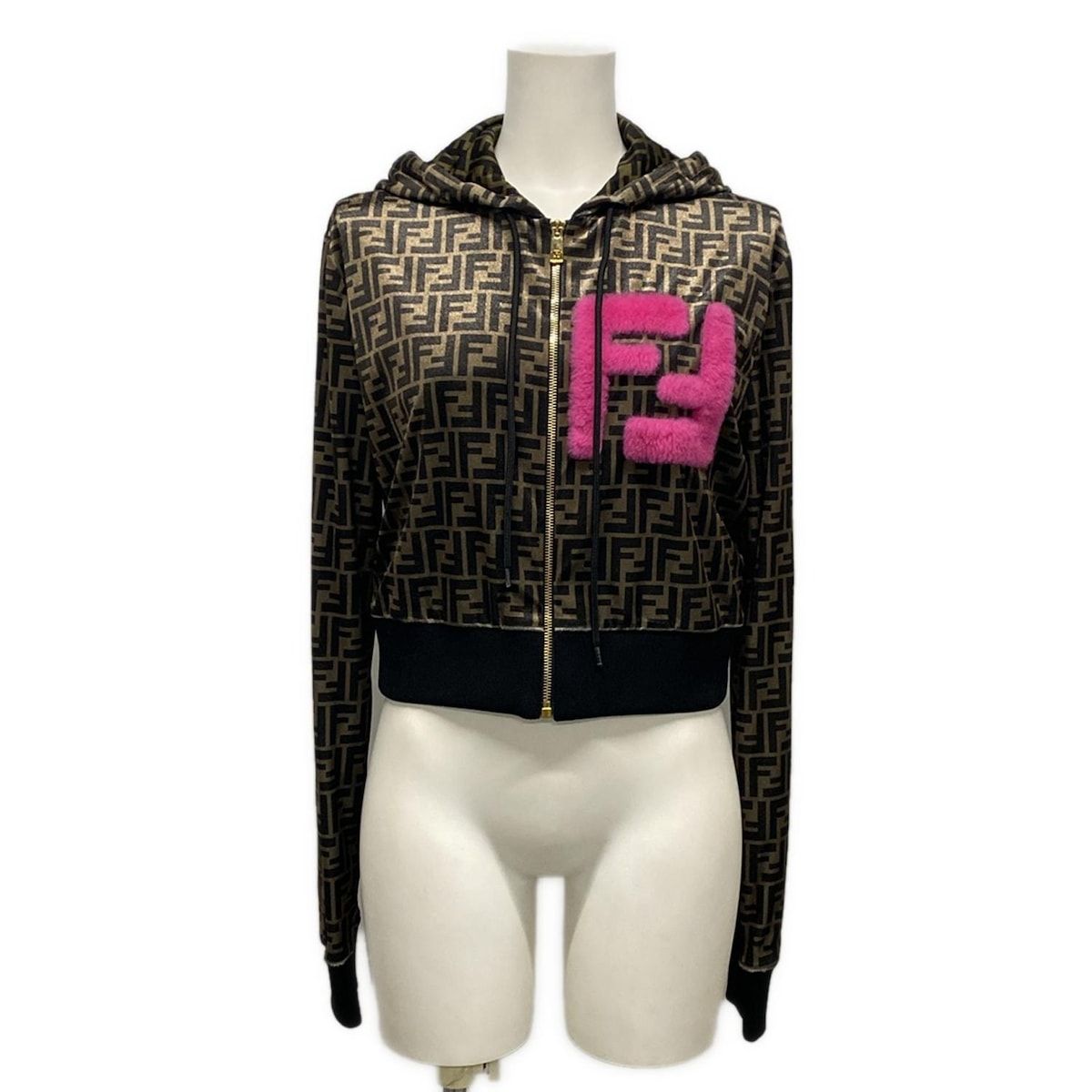 FENDACE フェンダーチェ パーカー サイズ42 L レディース - 黒×カーキ 長袖