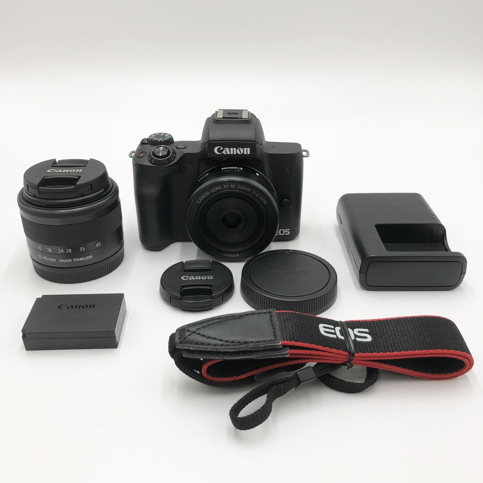 Canon ミラーレス一眼カメラ EOS Kiss M ダブルレンズキット ブラック EOSKISSMBK-WLK