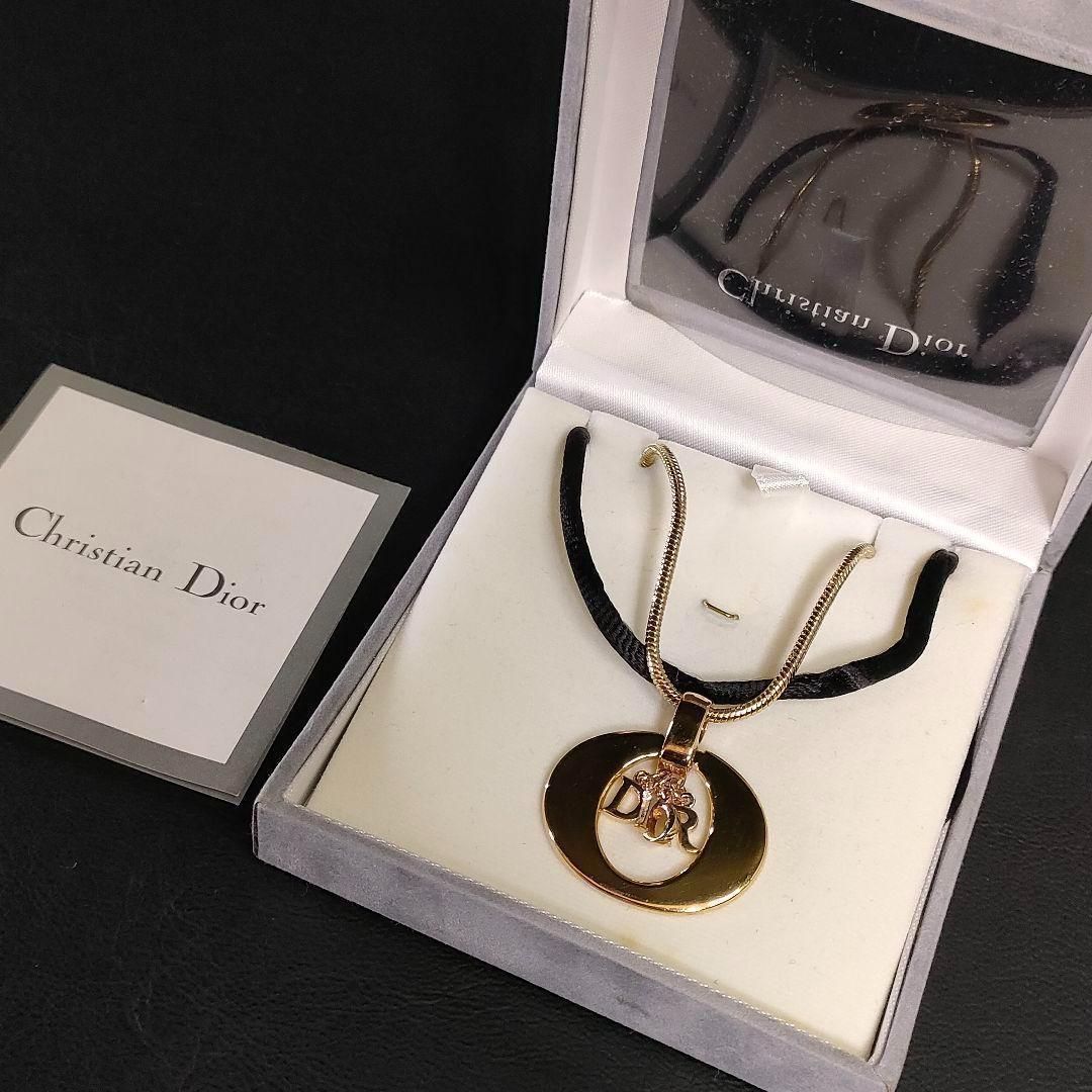 Dior ディオール ネックレス ゴールド サークル ロゴ シルクコード