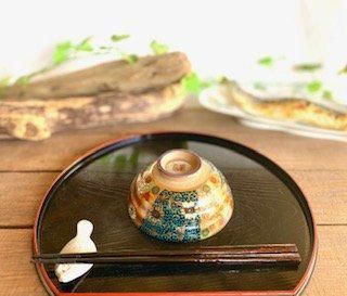 メーカー直送 九谷焼 飯碗 茶碗 小 青粒 金花詰