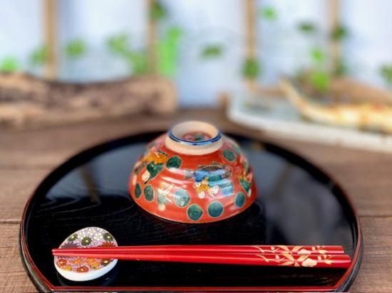 メーカー直送 九谷焼 飯碗 茶碗 大 木米写し 裏絵