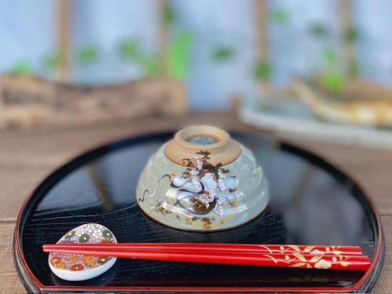 メーカー直送 九谷焼 飯碗 茶碗 大 風神雷神 中裏絵