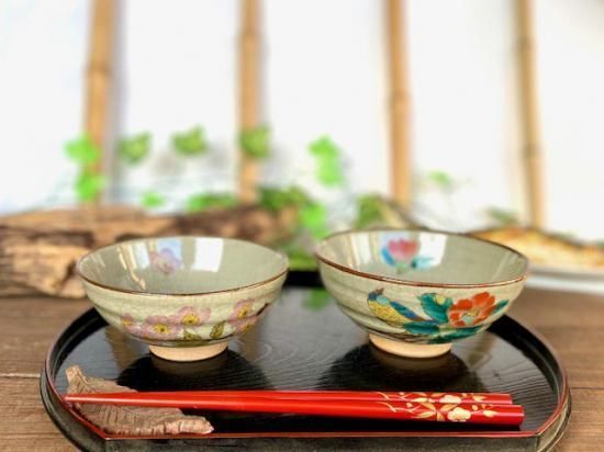 メーカー直送 九谷焼 飯碗 茶碗 ペア ソメイヨシノ＆椿に鳥 中絵 WWW_OPDRERGINERDOGAN_COM