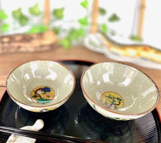 メーカー直送 九谷焼 飯碗 茶碗 ペア 丸紋吉田屋花鳥＆松竹梅 中絵 WWW_OPDRERGINERDOGAN_COM
