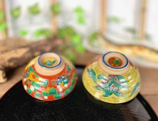 メーカー直送 九谷焼 飯碗 茶碗 ペア 吉田屋木米ツートン 裏絵