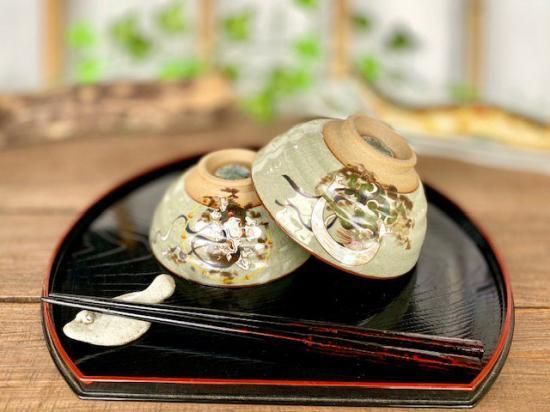 メーカー直送 九谷焼 飯碗 茶碗 ペア 風神雷神 中裏絵