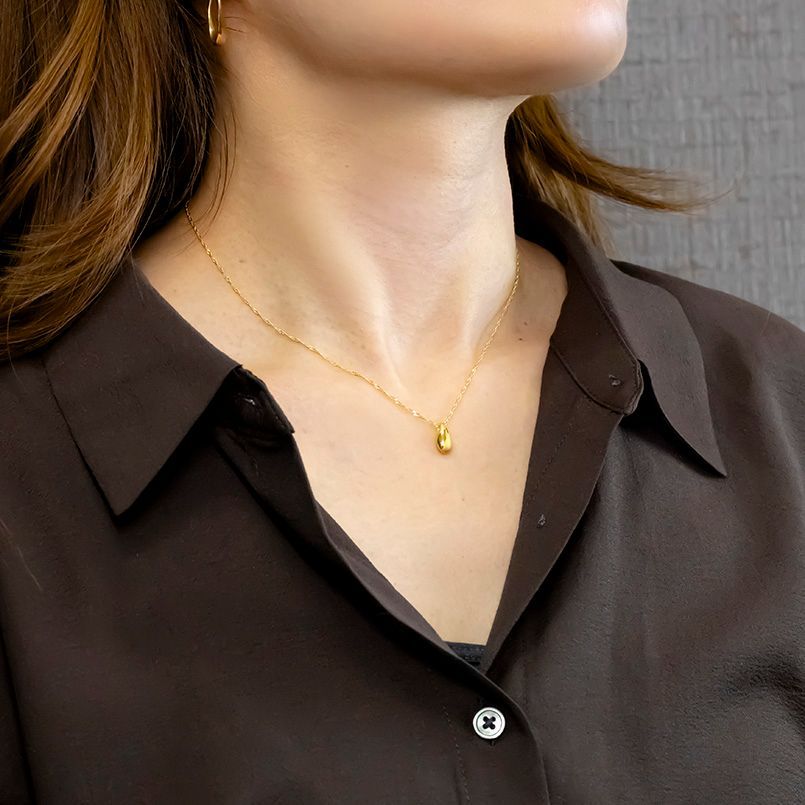 純金 24金 ペンダントトップ ドロップ ネックレス レディース 雫 ゴールド 24 K 金 つゆ型 涙型 しずく シンプル