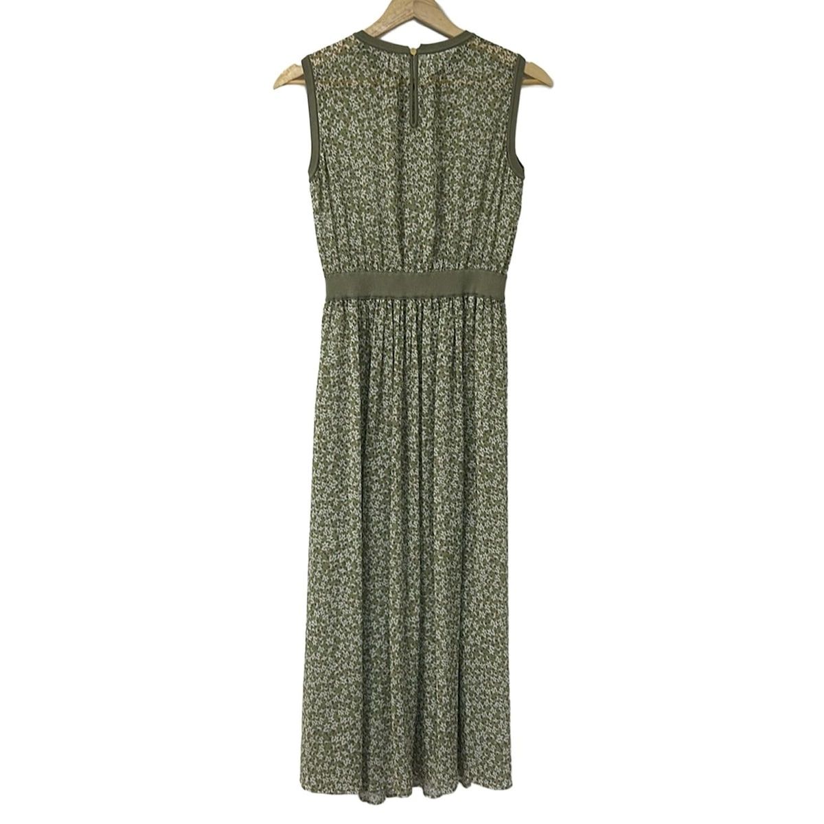 ANAYI アナイ ワンピース サイズ36 S レディース - カーキ×白×マルチ クルーネック ノースリーブ ロング 花柄 ウエストゴム