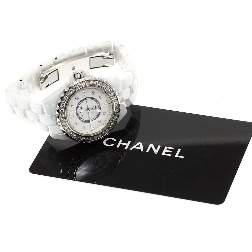 シャネル CHANEL H2572 J12 白セラミック ダイヤベゼル 8Pダイヤ 