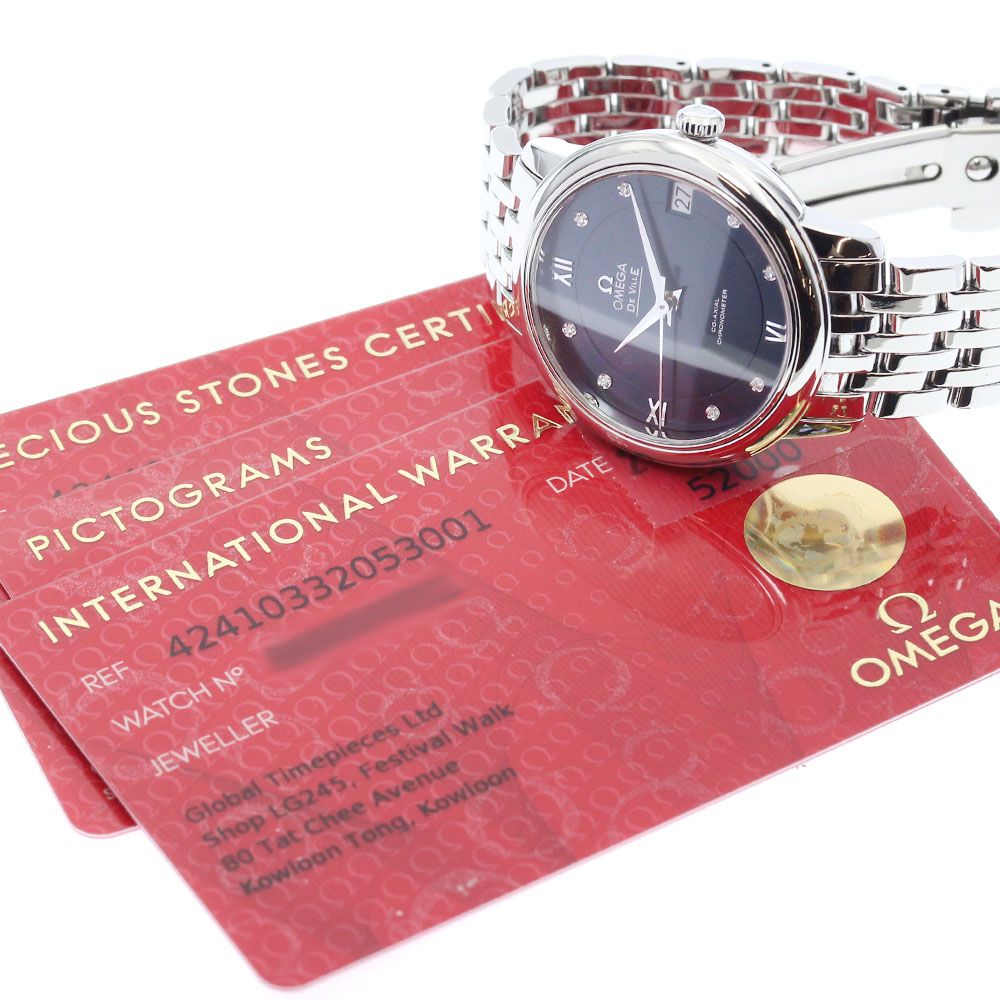 オメガ OMEGA 424.10.33.20.53.001 デビル プレステージ 8 Pダイヤ デイト コーアクシャル 自動巻き レディース 保証書付き_918855