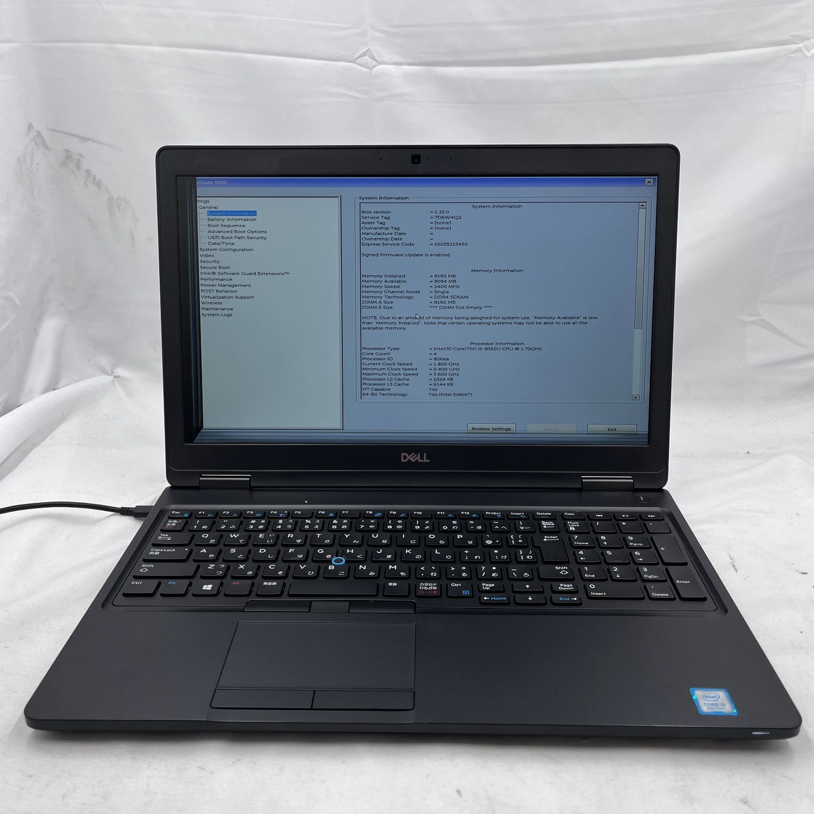 L表示不良 左 下線 ジャンク Dell Latitude 5590 Core i5 8350U 8GB SSD 256GB 15.6インチ OS無し ノートパソコン RM630