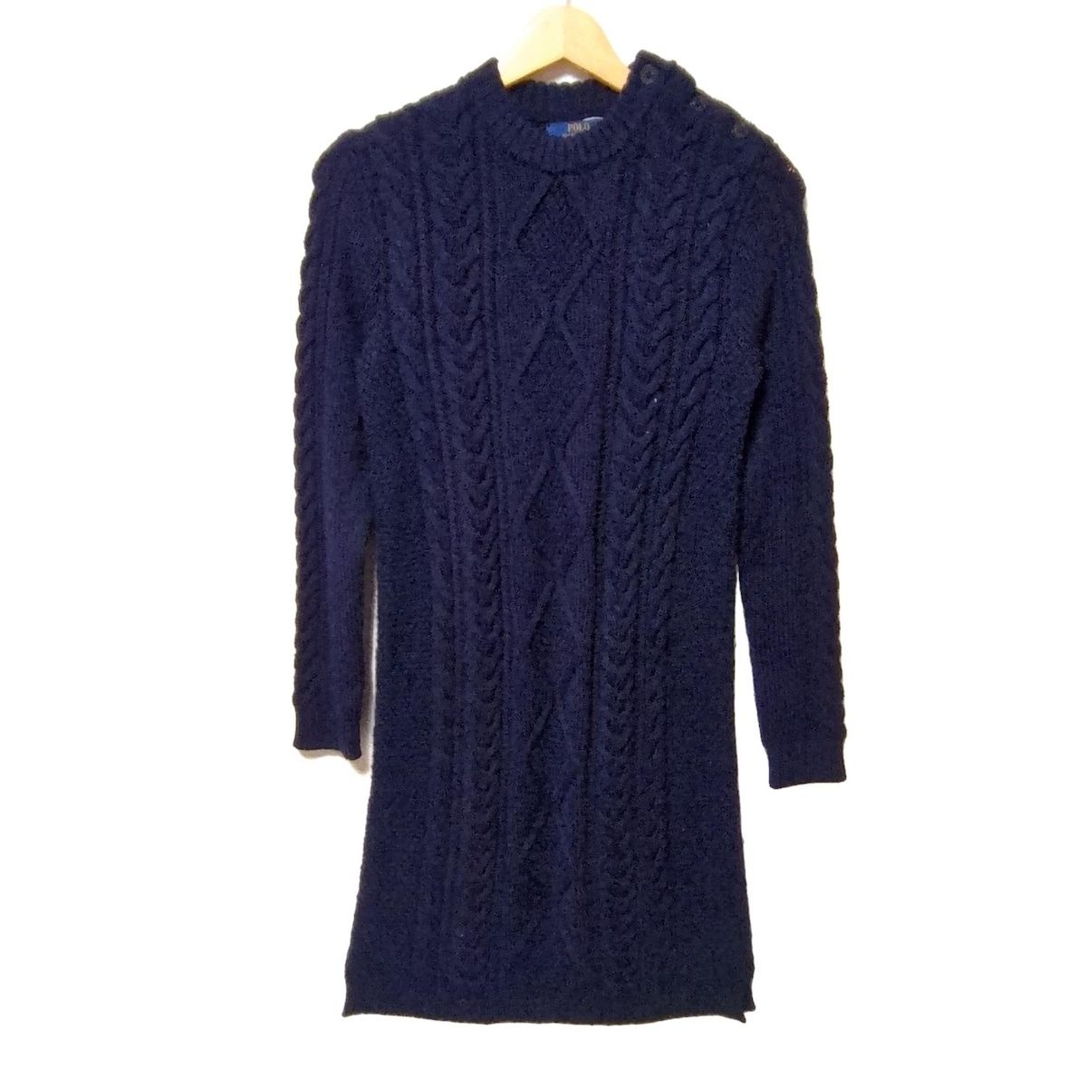 POLObyRalphLauren ポロラルフローレン ワンピース サイズXS レディース - ダークネイビー クルーネック 長袖 ロング ニット