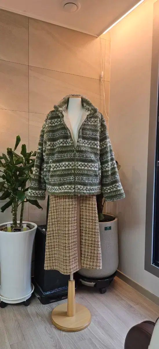 完全 グリーン フェアアイル フリース アウター 裏地 フリース バスト60 そう丈