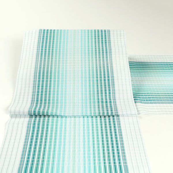 ona 4380 本場筑前博多織 にしむら 西村織物 千楽 紋九寸 青緑色 名古屋帯 絹之道 海の道 オールシーズン お仕立て付き