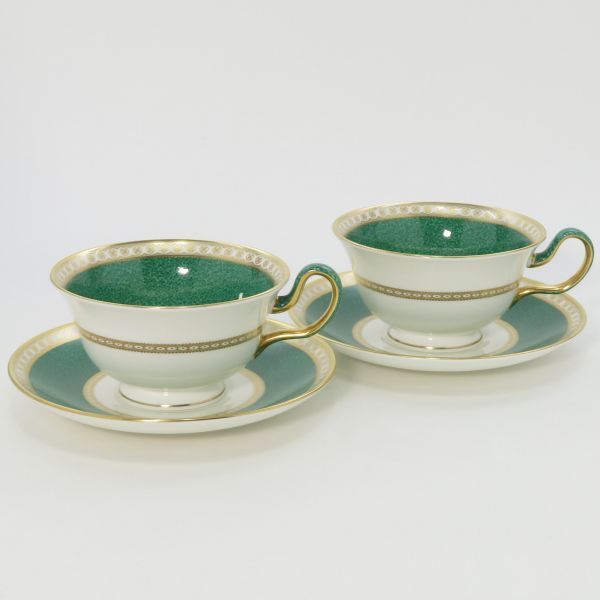 ウェッジウッド カップ＆ソーサー ユーランダー パウダー グリーン C S 洋食器 2客セット 1級品 1