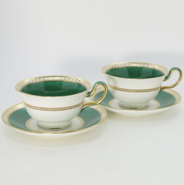 ウェッジウッド カップ＆ソーサー ユーランダー パウダー グリーン C-S 洋食器 2客セット WEDGWOOD 1級品 2