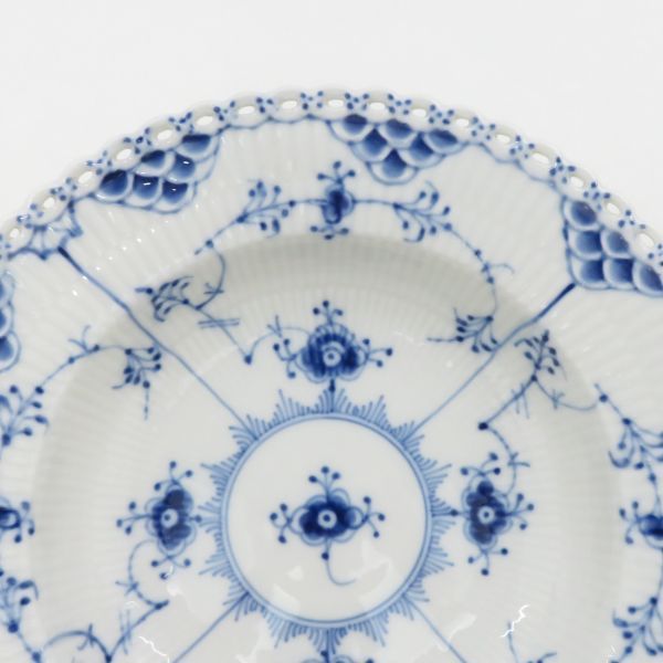 ロイヤルコペンハーゲン プレート ブルーフルーテッド フルレース Royal Copenhagen スーププレート 22.5cm 洋食器 2枚セット 1級品 1