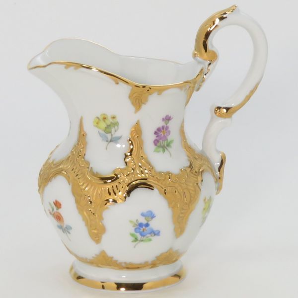 マイセン クリーマー Bフォーム グランツゴールド 散らし小花 クリーマー ミルク差し 金彩 1個 1級品 Meissen