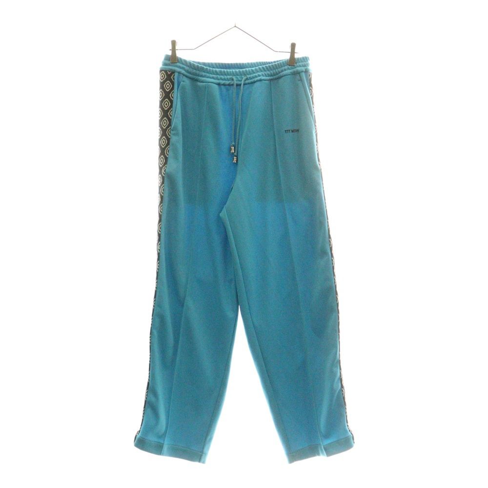 TTT_MSW ティーモダンストリートウェア 23SS JERSEY WIDE PANTS ジャージーワイドパンツ サイド総柄ライン トラックパンツ ブルー TTT-2025SS-PT13
