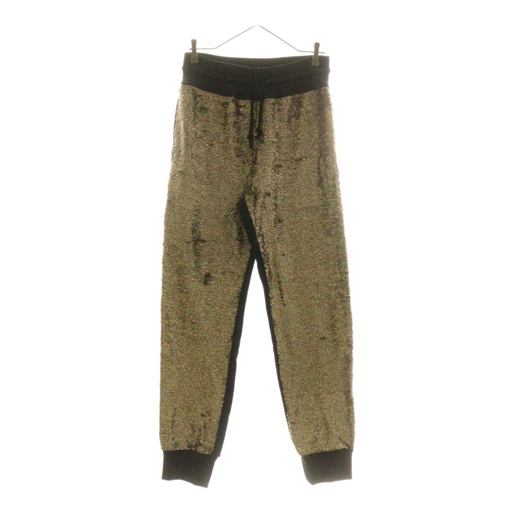 DRIES VAN NOTEN ドリスヴァンノッテン スパンコールデザイン ドローストリング リブ スウェットパンツ ブラック ゴールド