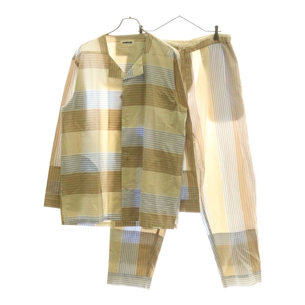 NO BRAND ノーブランド NOWHAW ノウハウ NANCY PAJAMA ナンシー ストライプ オープン 長袖シャツ ジョガー パンツ セットアップ パジャマ マルチ P-S314-H