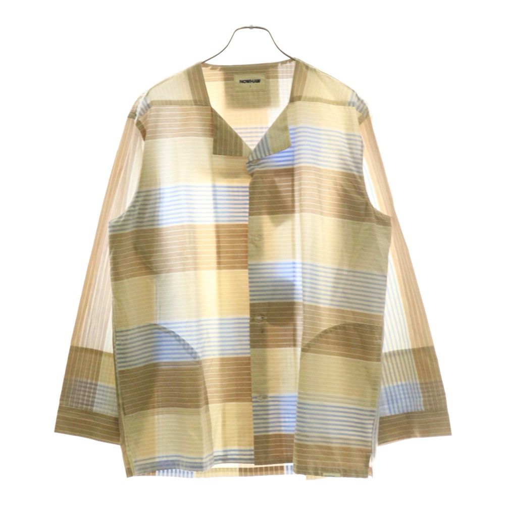 NO BRAND ノーブランド NOWHAW ノウハウ NANCY PAJAMA ナンシー ストライプ オープン 長袖シャツ ジョガー パンツ セットアップ パジャマ マルチ P-S314-H