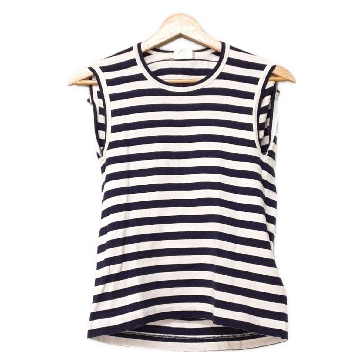COMMEdesGARCONS コムデギャルソン ノースリーブカットソー サイズS レディース ネイビー×白 ボーダー