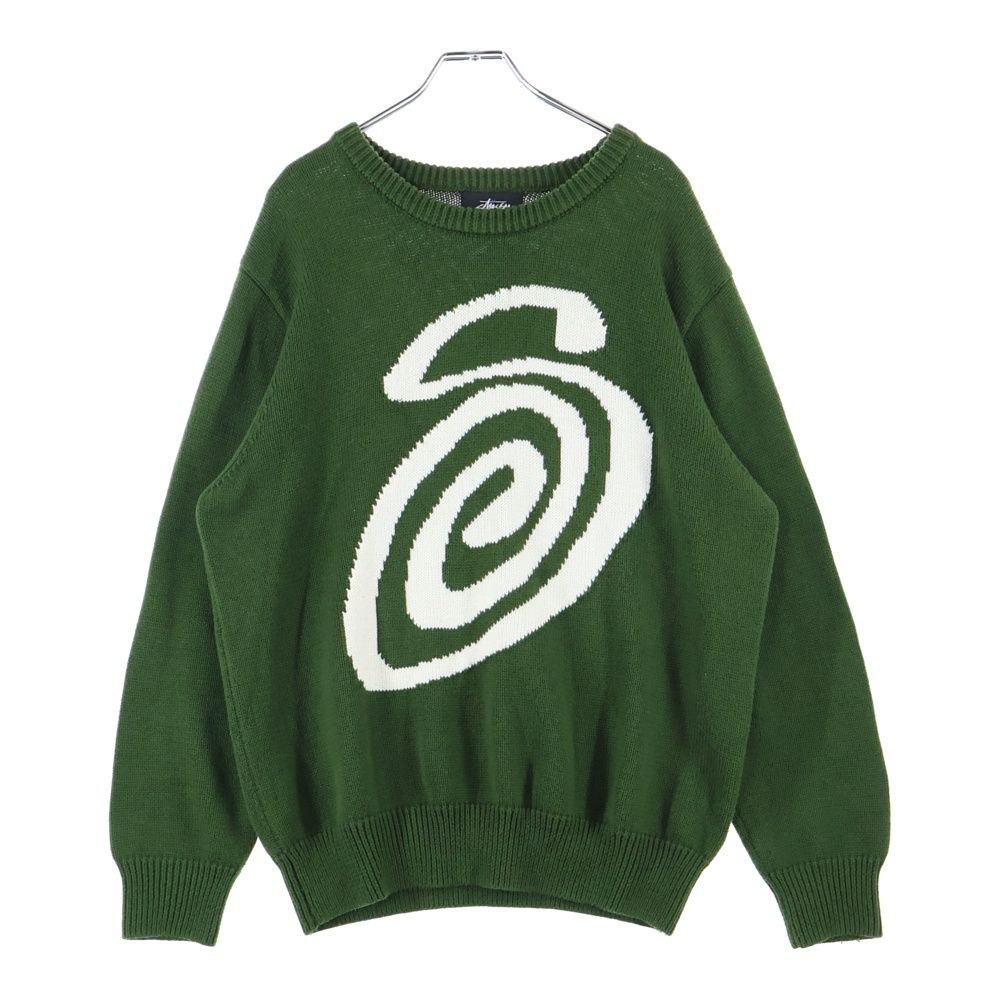 STUSSY ステューシー スワールロゴ クルーネックニットセーター グリーン 115652