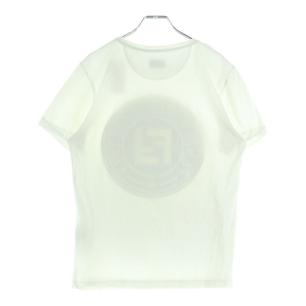 FENDI フェンディ フロント サークルロゴ クルーネック半袖Tシャツカットソー ホワイト レディース FY0894A4PP