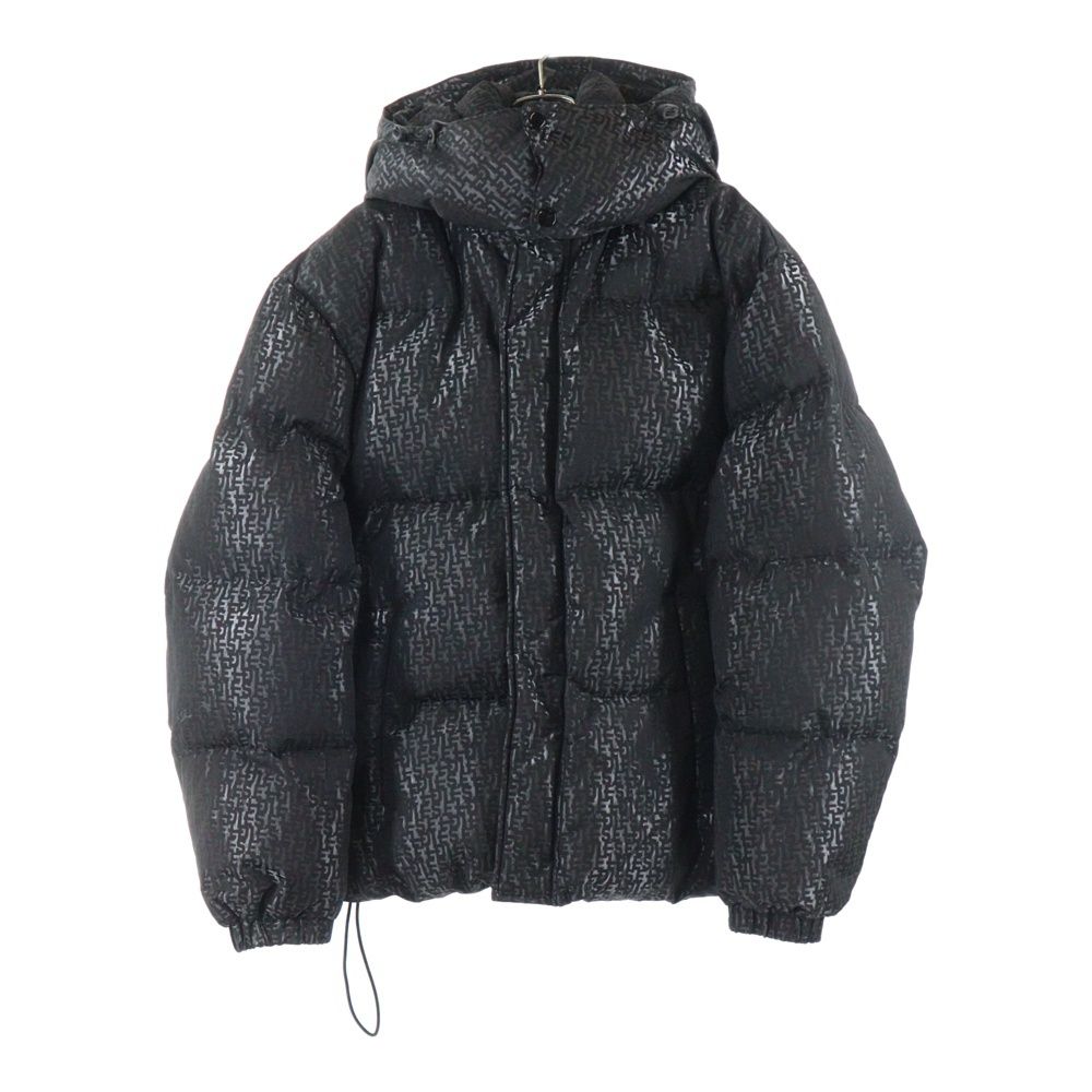 DIESEL ディーゼル 総柄 ジップアップ フーディーダウンジャケット ブラック