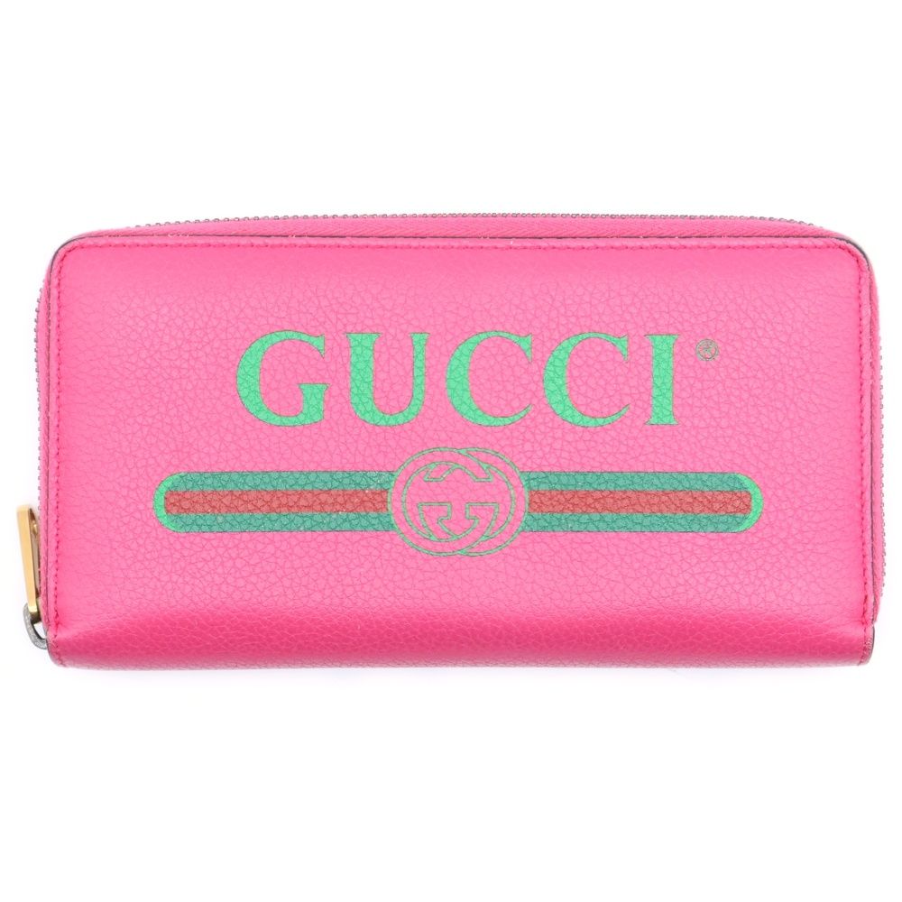 GUCCI (グッチ) ロゴプリント ジップアラウンドウォレット 長財布