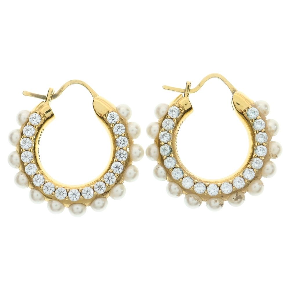 miumiu ミュウミュウ ロゴピアス イヤー GP×パール×ラインストーン ゴールド 5JO654