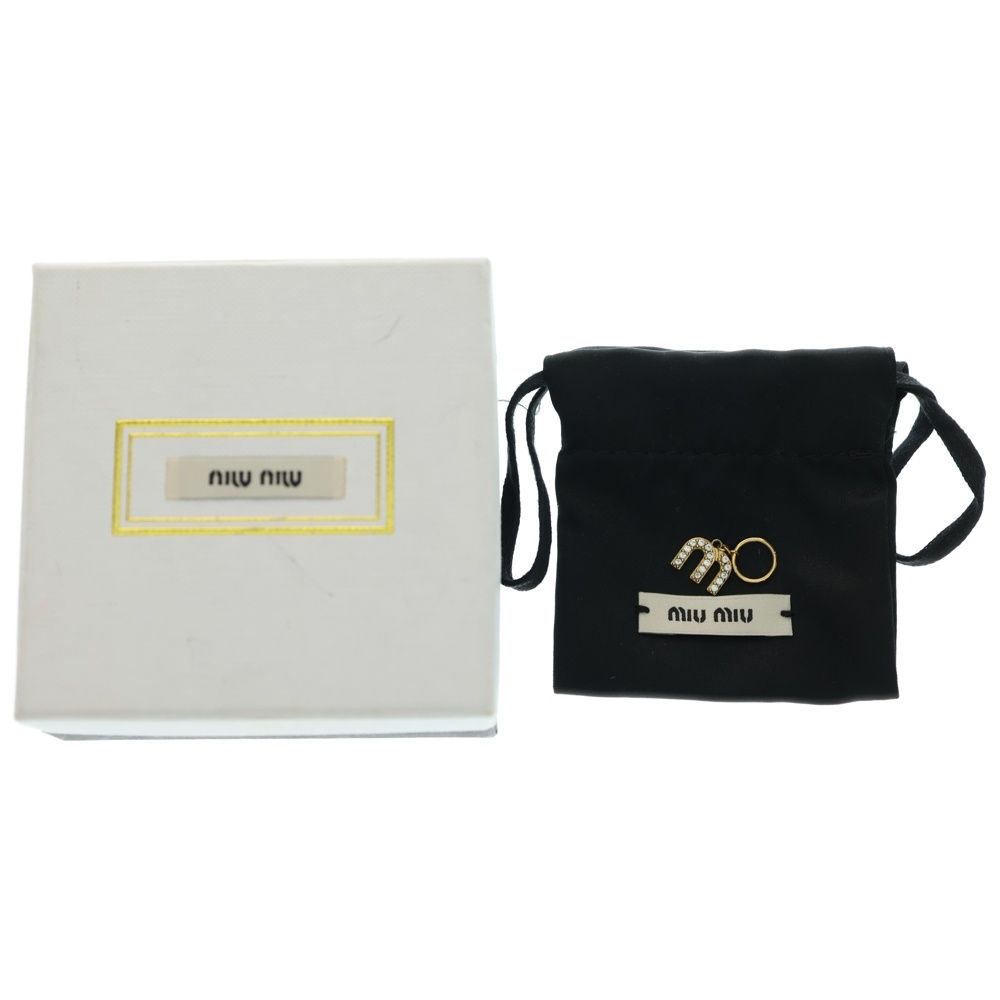  miumiu ミュウミュウ ロゴピアス イヤー GP パール ラインストーン ゴールド 5 JO 654 その他 ヘアアクセサリー